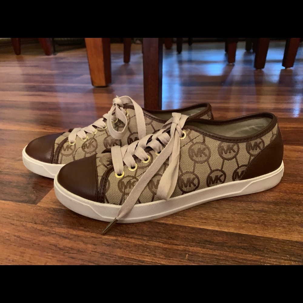 Michael Kors Women's Logo Canvas Low-Top Sneaker in Brown